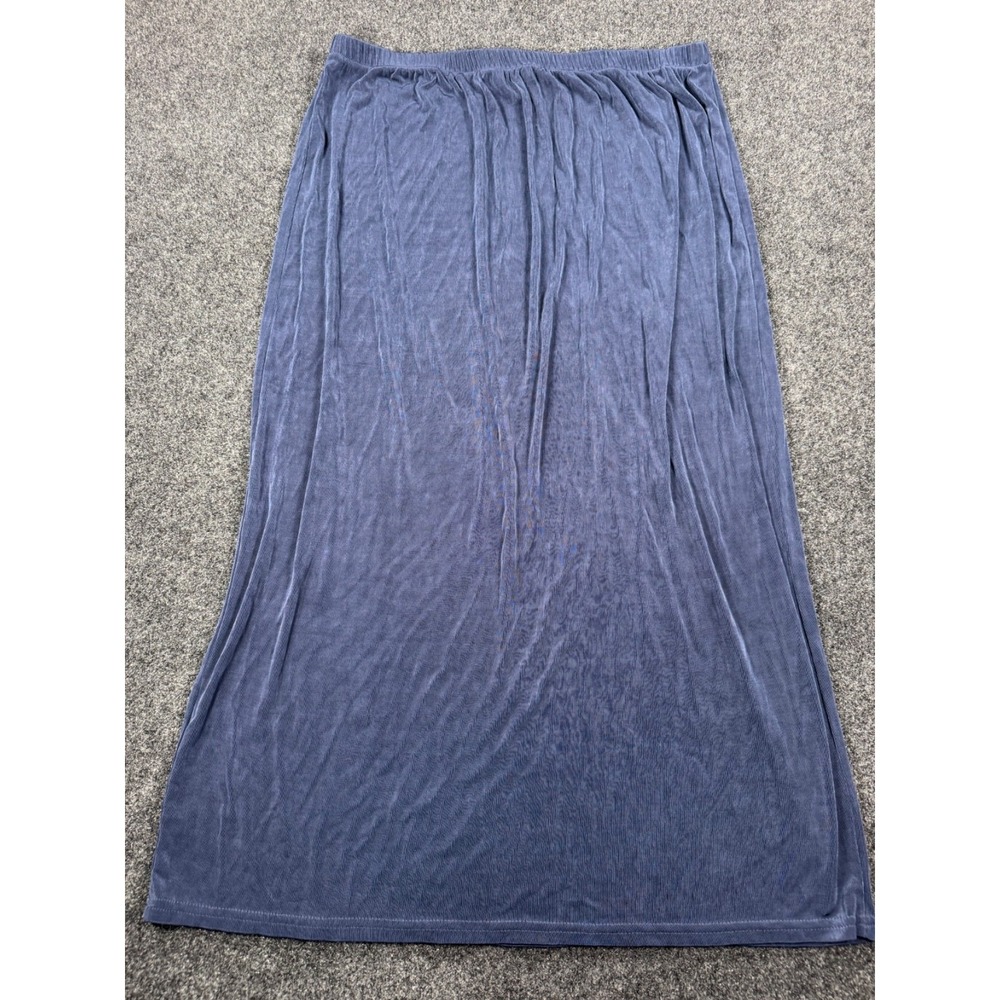 Citiknits Womens 1X Blue Velvet Velour Long Maxi Skirt Elastic Waist